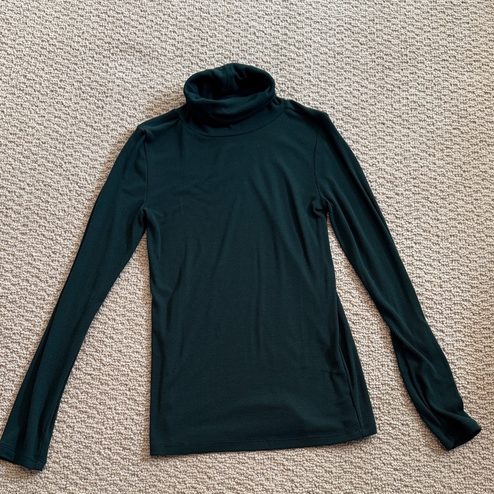 Elegant Dark Green Turtleneck Top